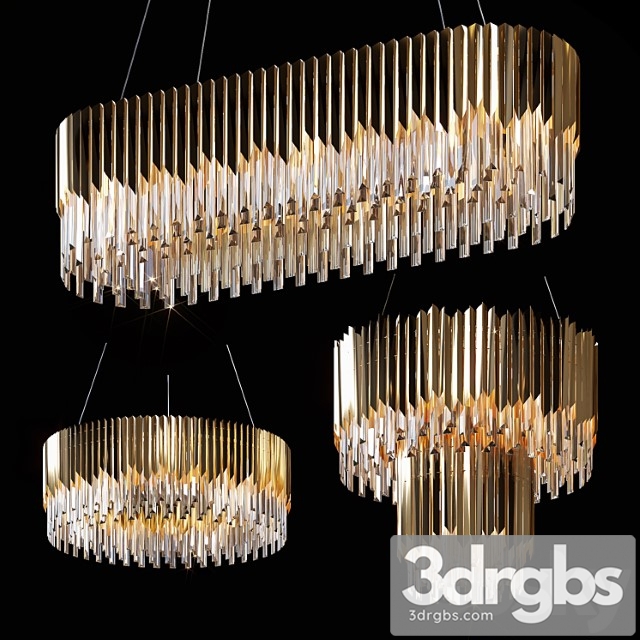 Pendant chandeliers delamp facet crystal 3dsmax Download - thumbnail 1