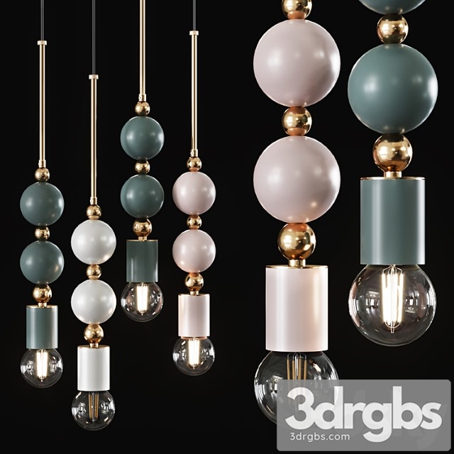 Pendant lamp beaded pendant lamp spheres_2 3dsmax Download - thumbnail 1