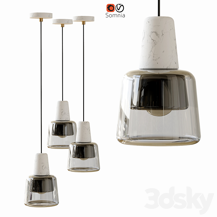 Pendant Lamp Corner Design Somnia 3DS Max Model - thumbnail 2