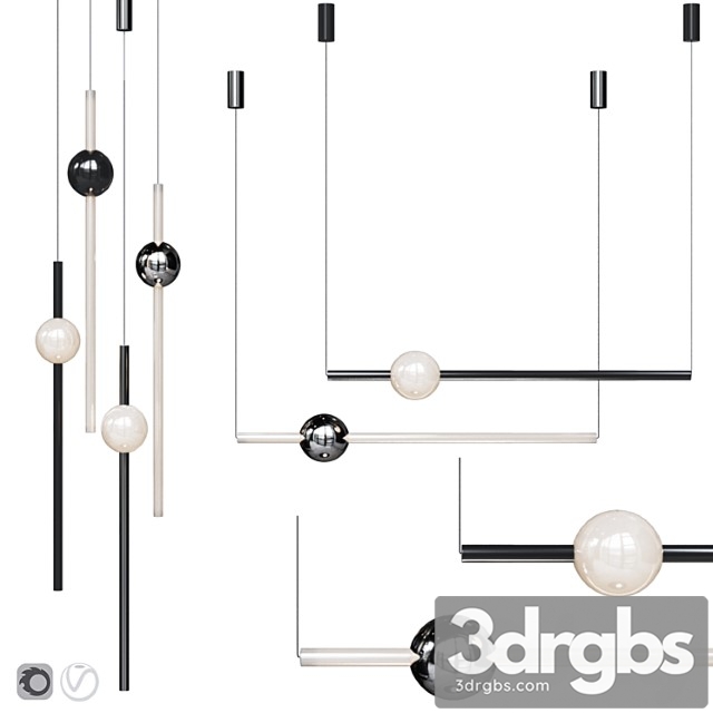 Pendant lamp lee broom orion globe light black and chrome 3dsmax Download - thumbnail 1