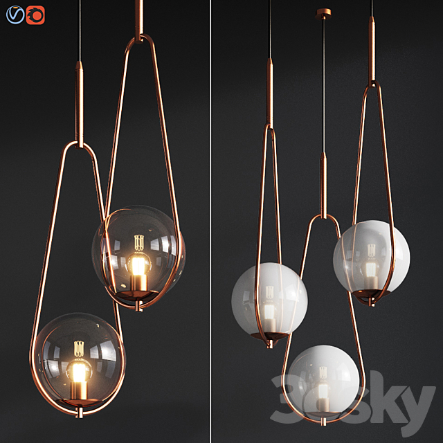 Pendant Lamp Loop Brass Kare Design 3DS Max Model - thumbnail 2