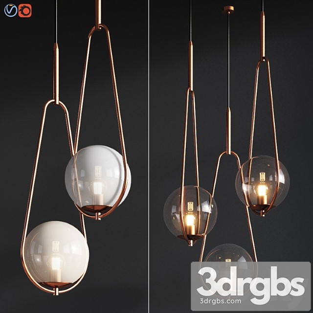 Pendant lamp loop brass kare design 3dsmax Download - thumbnail 1