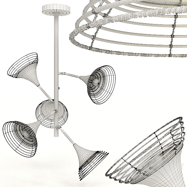 Pendant Lamp Rattan 5-lite 3DSMax File - thumbnail 2