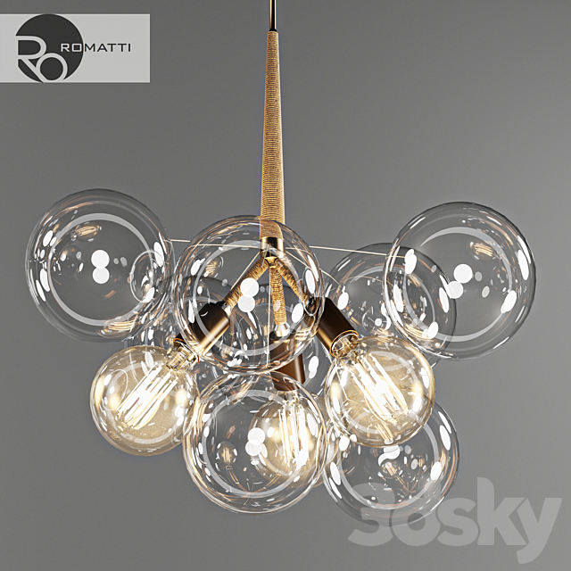 Pendant lamp Romatti Bubble glass chandelier by PELLE 3DSMax File - thumbnail 1