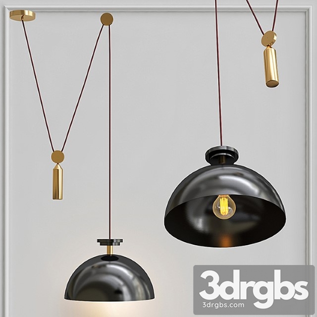 Pendant lamp shape up pendant hemisphere black designed by john hogan 3dsmax Download - thumbnail 1