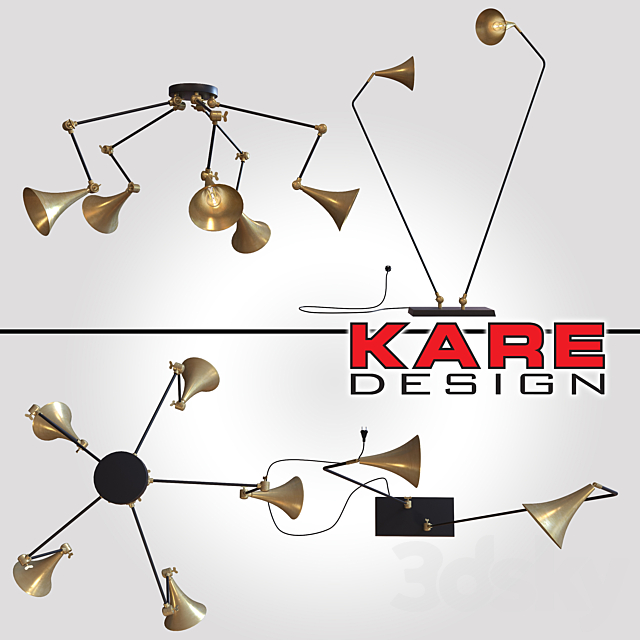 Pendant Lamp Trumpet Brass Spider 5-lite 3DSMax File - thumbnail 1