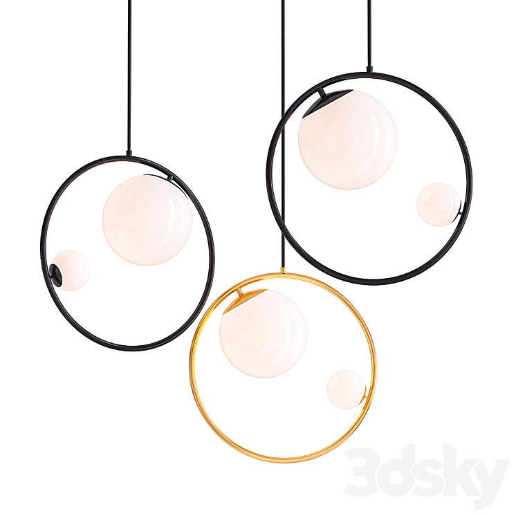 Pendant lamp with two glass balls 3DS Max Model - thumbnail 1