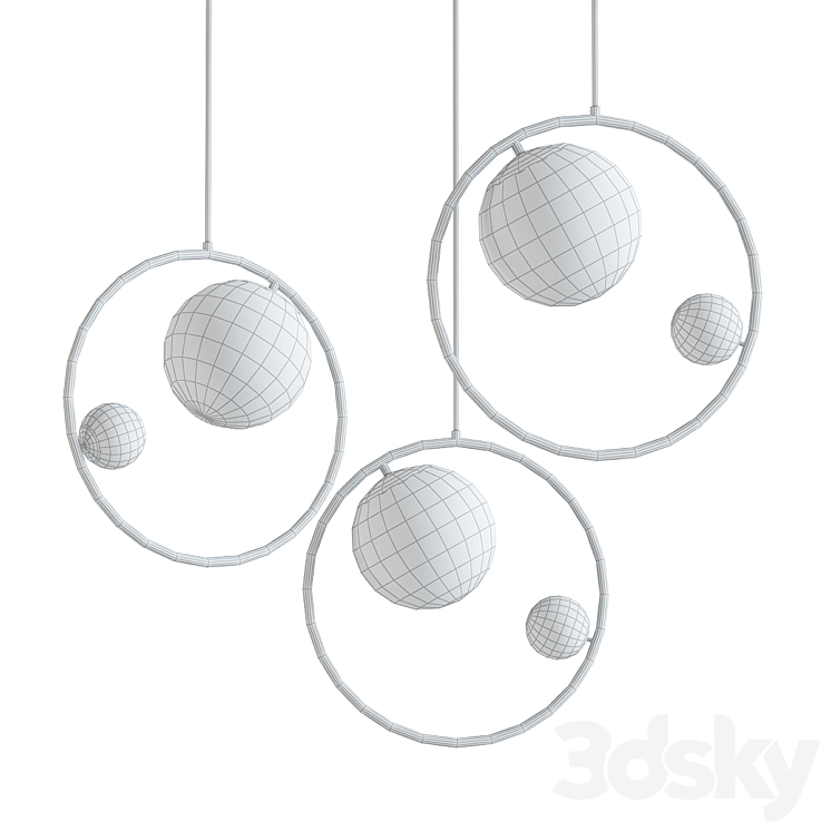 Pendant lamp with two glass balls 3DS Max Model - thumbnail 2