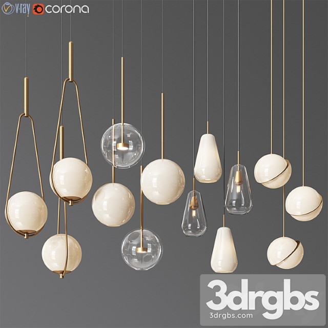 Pendant light collection 11 – 4 type 3dsmax Download - thumbnail 1