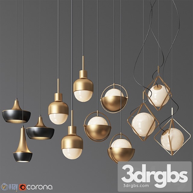 Pendant light collection 15 – 4 type 3dsmax Download - thumbnail 1