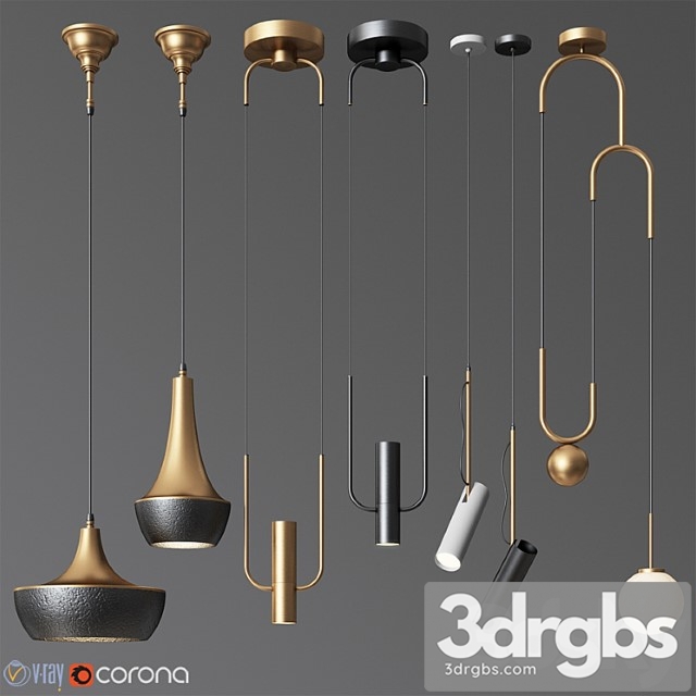 Pendant light collection 20 – 4 type 3dsmax Download - thumbnail 1