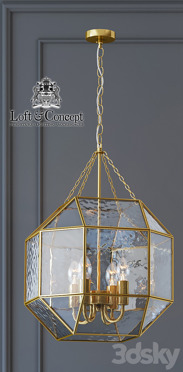 Pendant Light Glass & Metal Cage Pendant Gold 4 3DSMax File - thumbnail 2