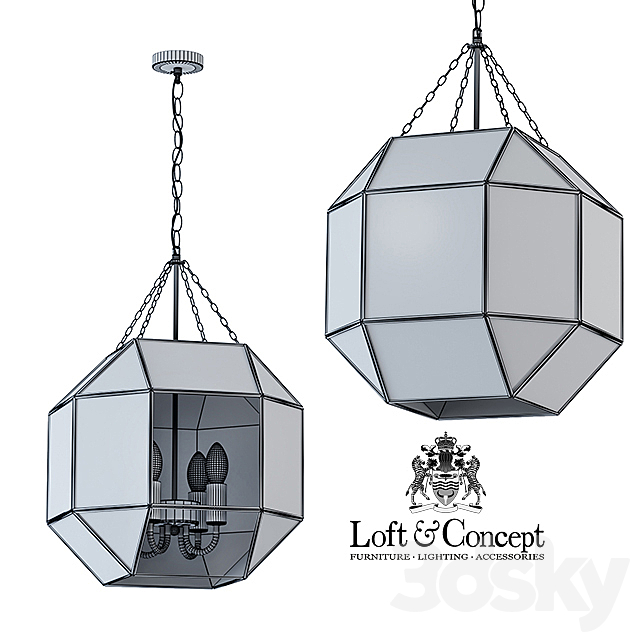 Pendant Light Glass & Metal Cage Pendant Gold 4 3DSMax File - thumbnail 3