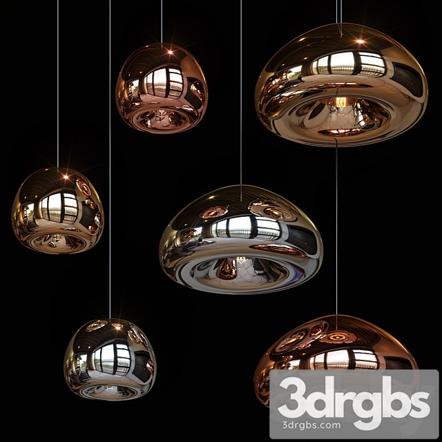 Pendant Lights Hollow Pendant Lamp Big and Little Gold 3dsmax Download - thumbnail 1