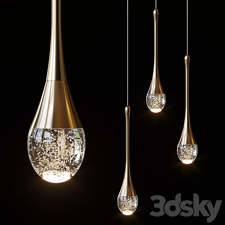 Pendant lights Mettasha Chandelier 1 and 3 lamps 3DS Max Model - thumbnail 1