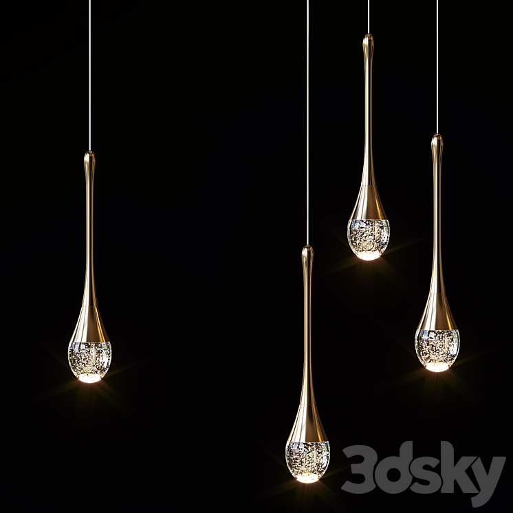 Pendant lights Mettasha Chandelier 1 and 3 lamps 3DS Max Model - thumbnail 2