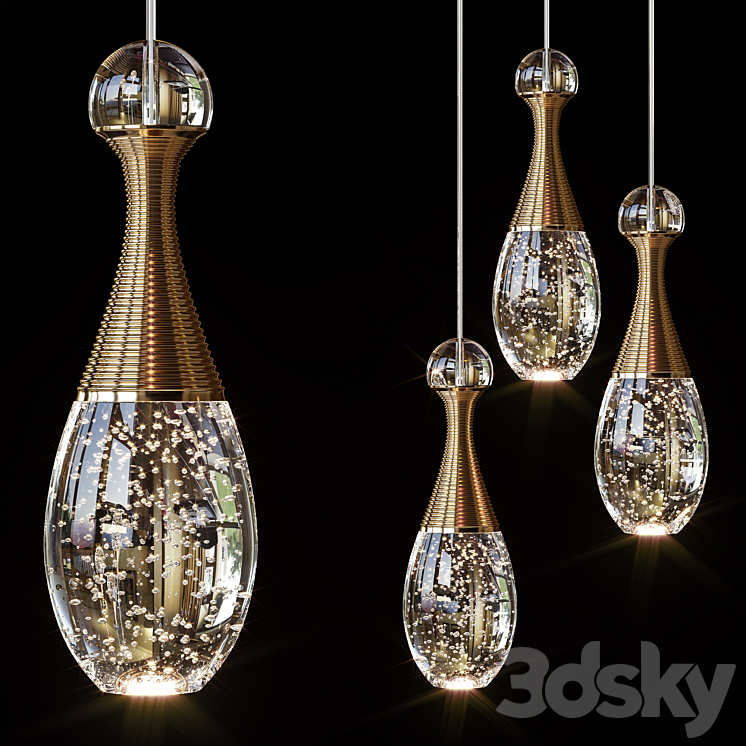 Pendant Lights Modern LED Pendant Lamp Nordic Light Fashion Restaurant 1 and 3 lamps 3DS Max Model - thumbnail 1