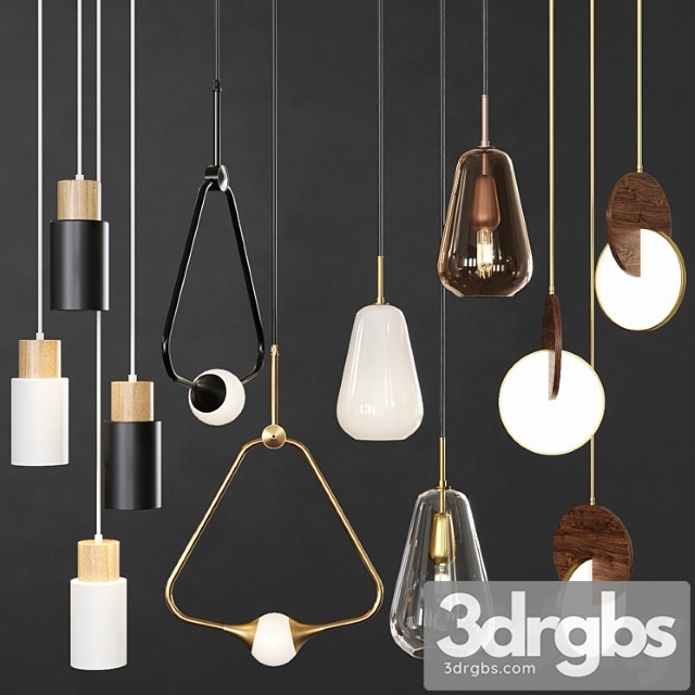 Pendant lights set 048 3dsmax Download - thumbnail 1