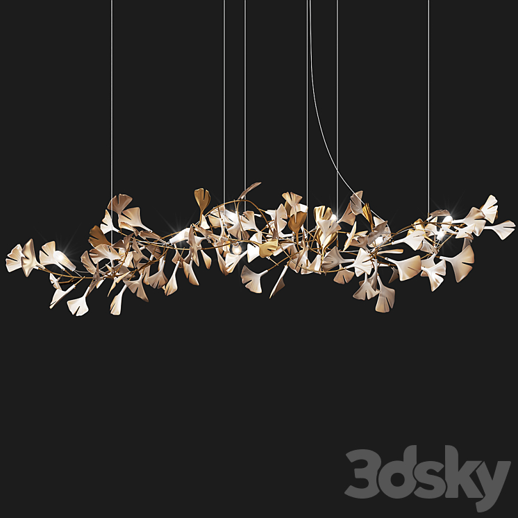 Porcelain Chandelier Ginkgo Bespoke 3DS Max Model - thumbnail 2