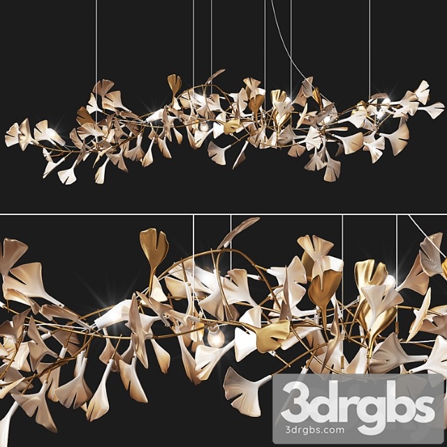 Porcelain chandelier ginkgo bespoke 3dsmax Download - thumbnail 1