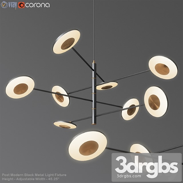 Post modern black metal light fixture 3dsmax Download - thumbnail 1