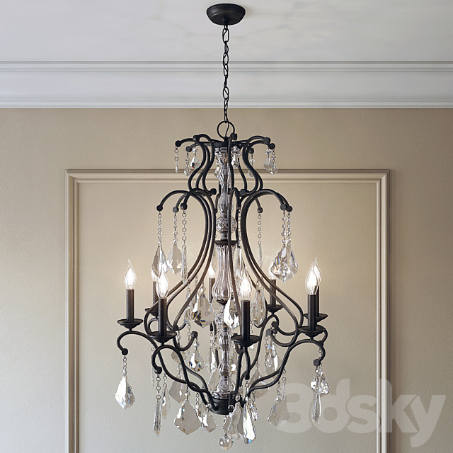 Pottery Barn | Ruby Crystal Chandelier 3DS Max Model - thumbnail 2