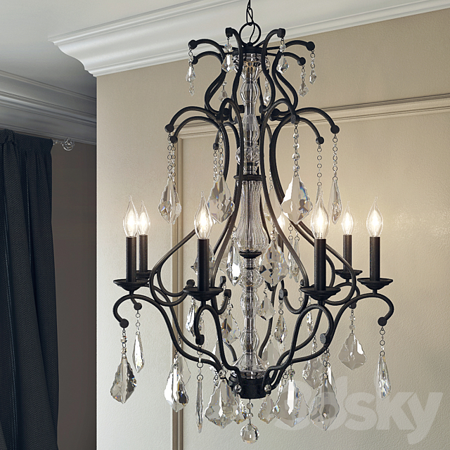 Pottery Barn | Ruby Crystal Chandelier 3DS Max Model - thumbnail 3