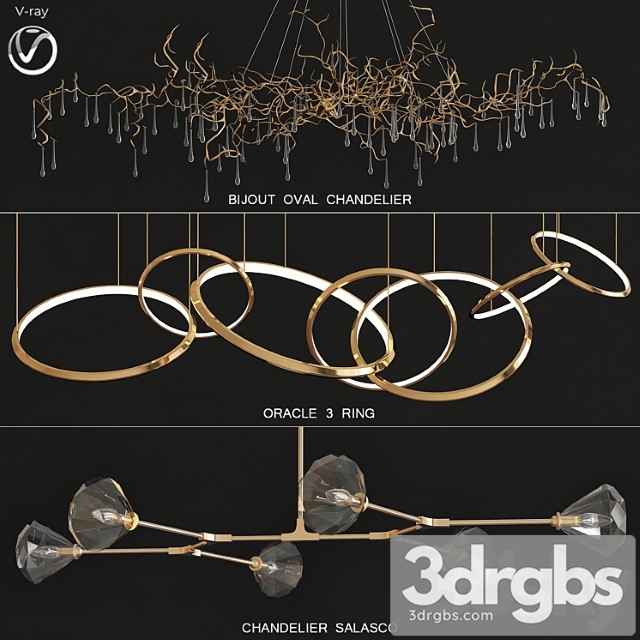 Premium pro trend lighting chandeliers 3dsmax Download - thumbnail 1