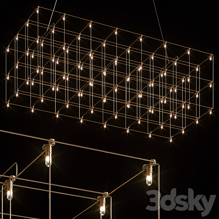 QUASAR UNIVERSE SQUARE DOUBLE SUSPENSION LAMP 875 cm 3DS Max Model - thumbnail 1