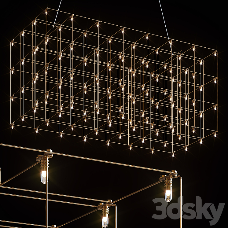 QUASAR UNIVERSE SQUARE TRIPLE SUSPENSION LAMP 875 cm 3DS Max Model - thumbnail 1