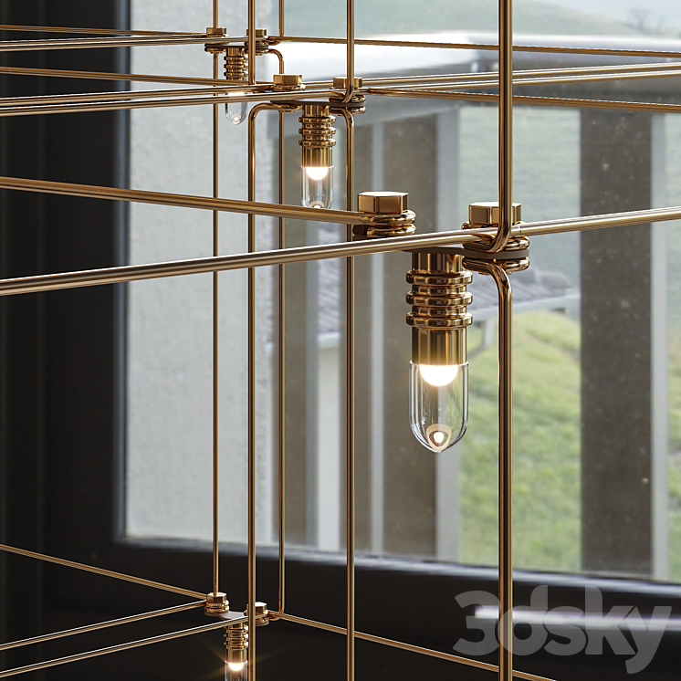 QUASAR UNIVERSE SQUARE TRIPLE SUSPENSION LAMP 875 cm 3DS Max Model - thumbnail 2