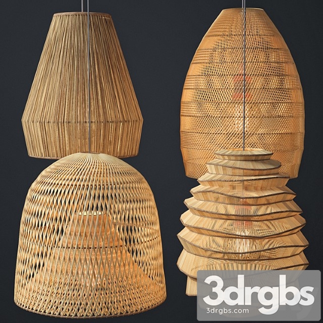 Rattan lighting set 2 3dsmax Download - thumbnail 1