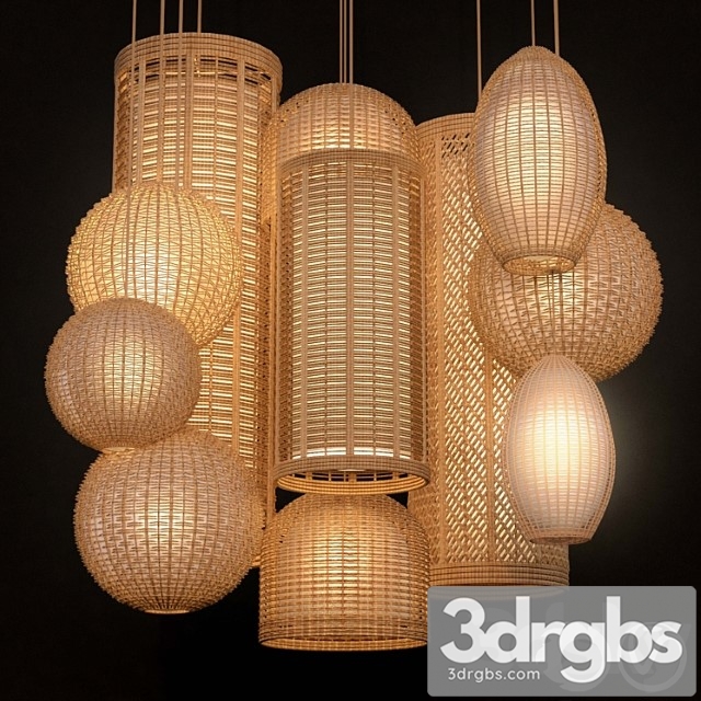 Rattan lighting set 3dsmax Download - thumbnail 1