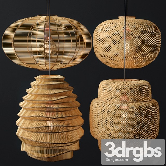 Rattan Lighting Set 7 3dsmax Download - thumbnail 1