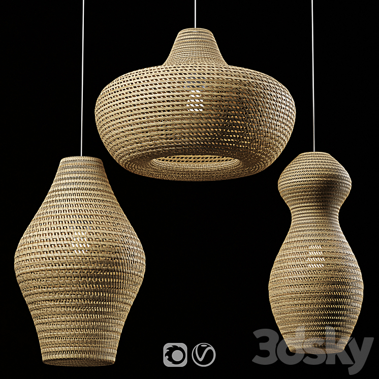 Rattan Pendant Light 02 3DS Max Model - thumbnail 1