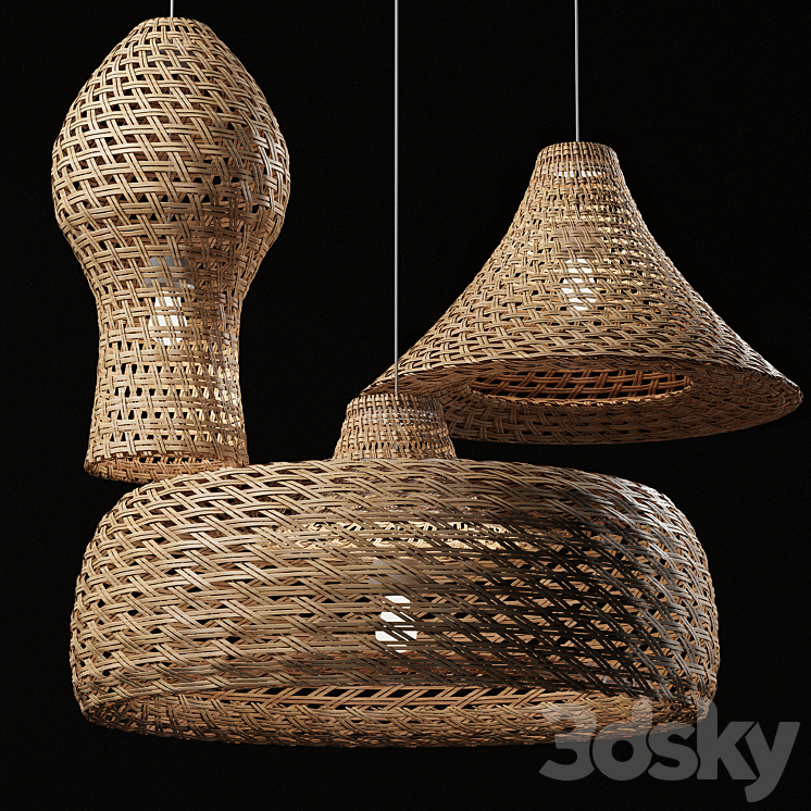 Rattan Pendant Light 07 3DS Max Model - thumbnail 1