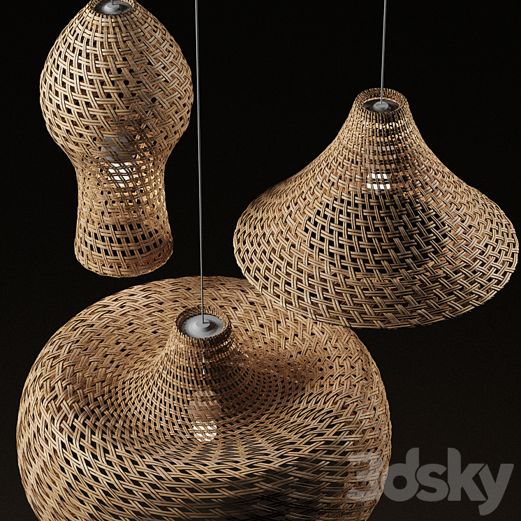 Rattan Pendant Light 07 3DS Max Model - thumbnail 2