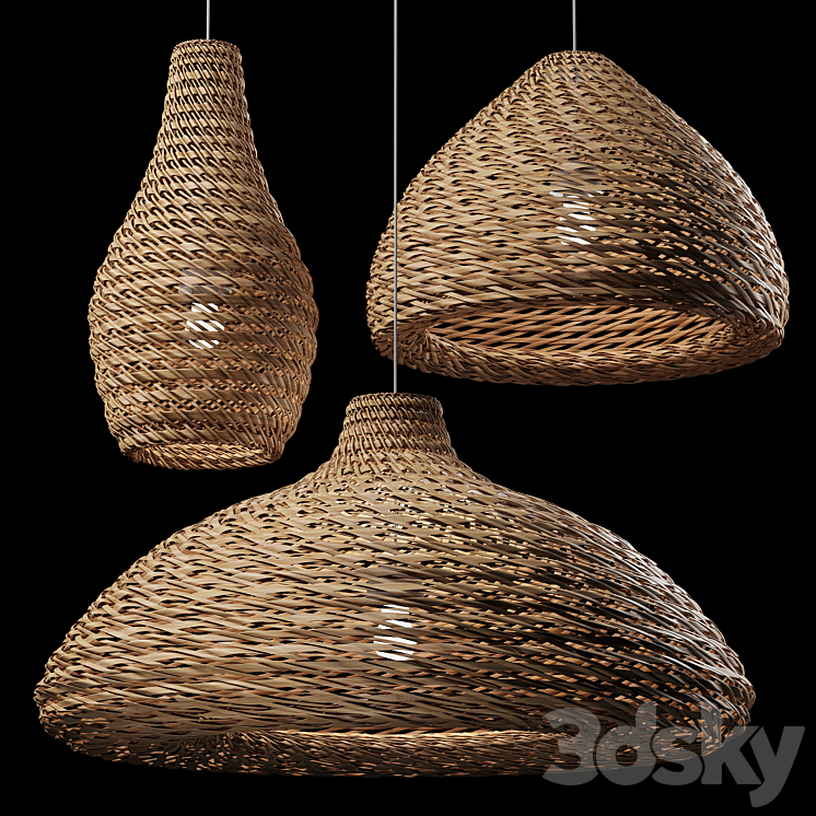 Rattan Pendant Light 08 3DS Max Model - thumbnail 1