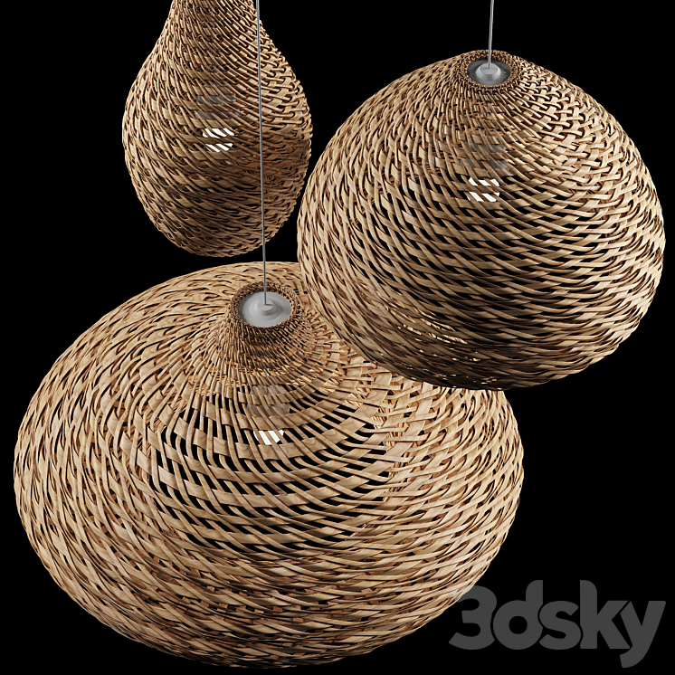 Rattan Pendant Light 08 3DS Max Model - thumbnail 2