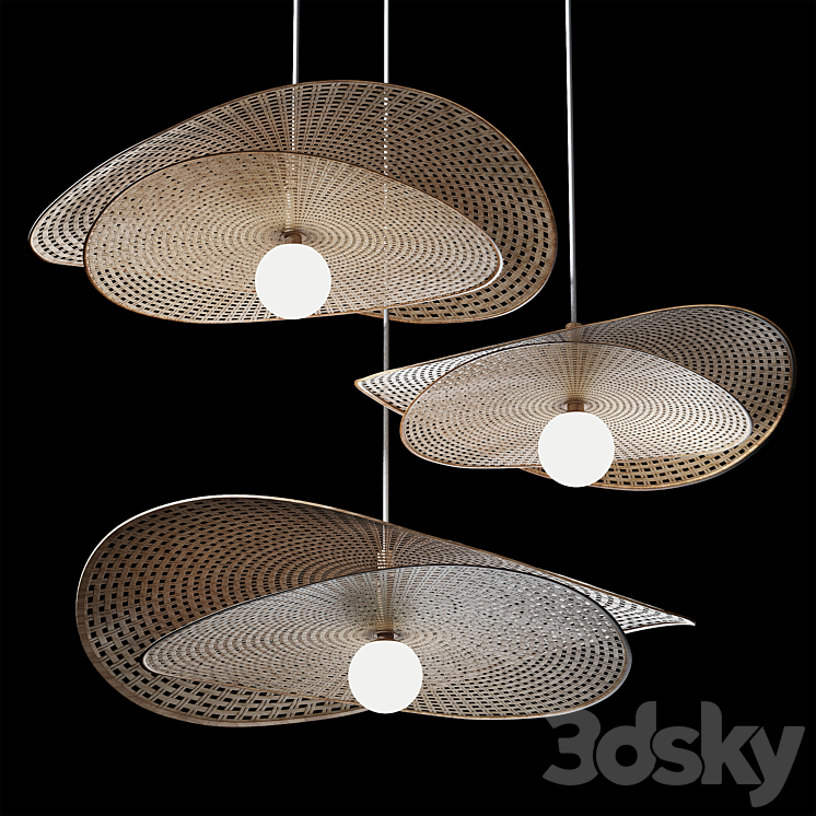 Rattan pendant Light 10 3DS Max Model - thumbnail 1