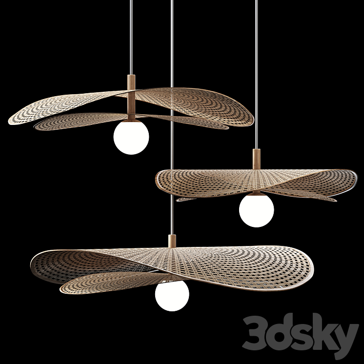 Rattan pendant Light 10 3DS Max Model - thumbnail 2