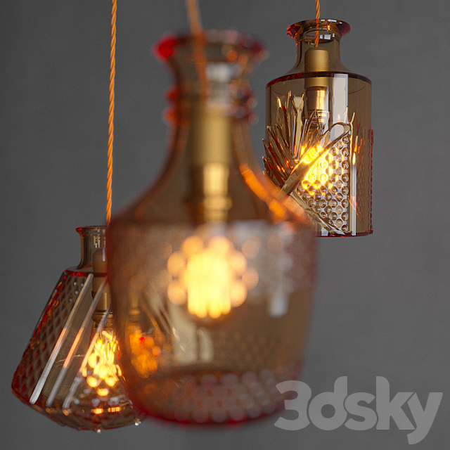 Restaurant Bar creative fashion bottle chandelier 3DSMax File - thumbnail 2