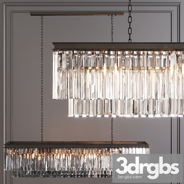 Restoration hardware 1920s odeon clear glaser fringe rectangular chandelier 59 black 3dsmax Download - thumbnail 1