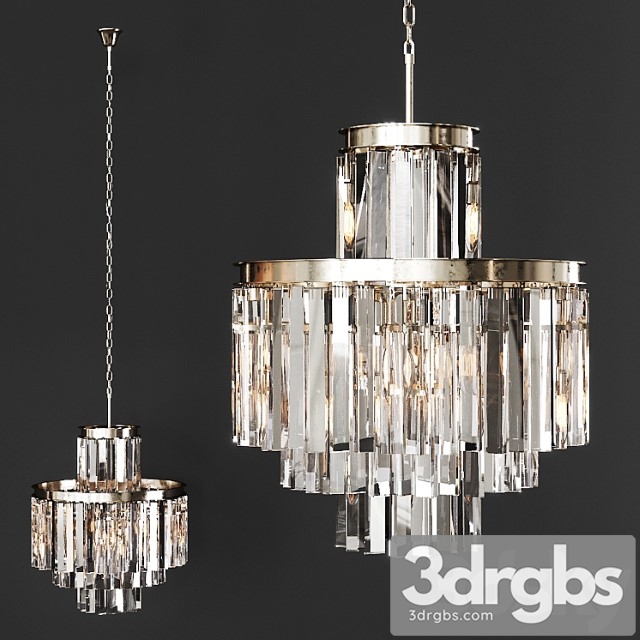 Restoration hardware 1920s odeon clear glass fringe 4-tier chandelier nickel 3dsmax Download - thumbnail 1