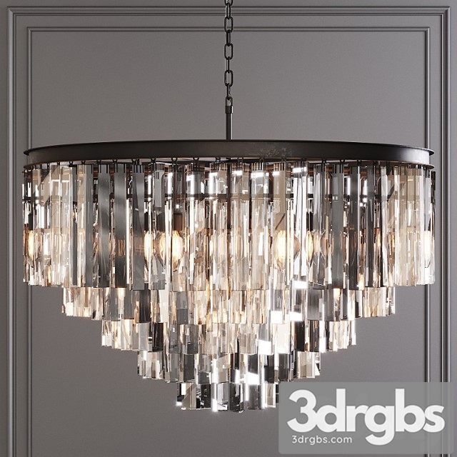 Restoration Hardware 1920s Odeon Clear Glass Fringe 5 Tier Chandelier Black 3dsmax Download - thumbnail 1