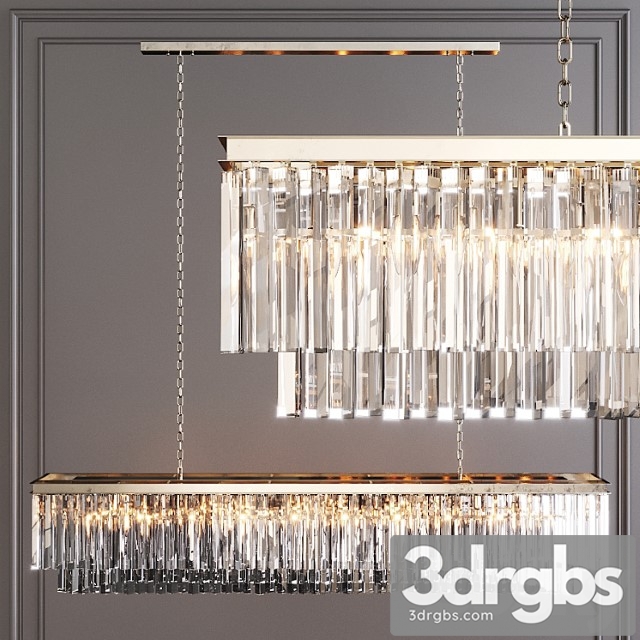 Restoration hardware 1920s odeon clear glass fringe rectangular chandelier 71 nickel 3dsmax Download - thumbnail 1