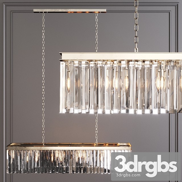 Restoration hardware 1920s odeon rhys clear glass prism rectangular chandelier 49 nickel 3dsmax Download - thumbnail 1