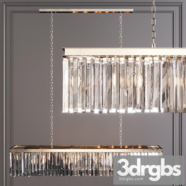 Restoration hardware 1920s odeon rhys clear glass prism rectangular chandelier 59 nickel 3dsmax Download - thumbnail 1