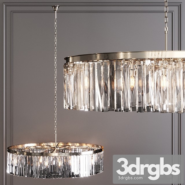 Restoration hardware 1920s odeon rhys clear glass prism round chandelier 43 nickel 3dsmax Download - thumbnail 1