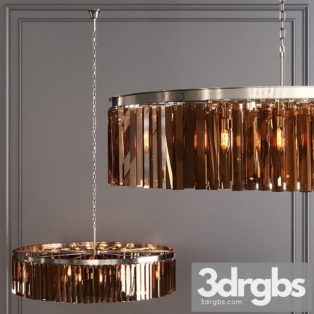 Restoration Hardware 1920S Odeon Rhys Smoke Glass Prism Round Chandelier 43 Nickel 3dsmax Download - thumbnail 1